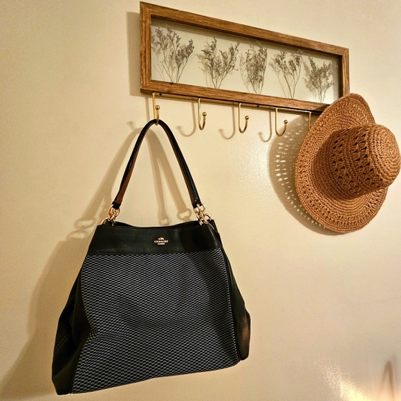 Coach Lexy Navy Blue Leather Satchel Multi Compartment Like New Luxury - Picture 4 of 10